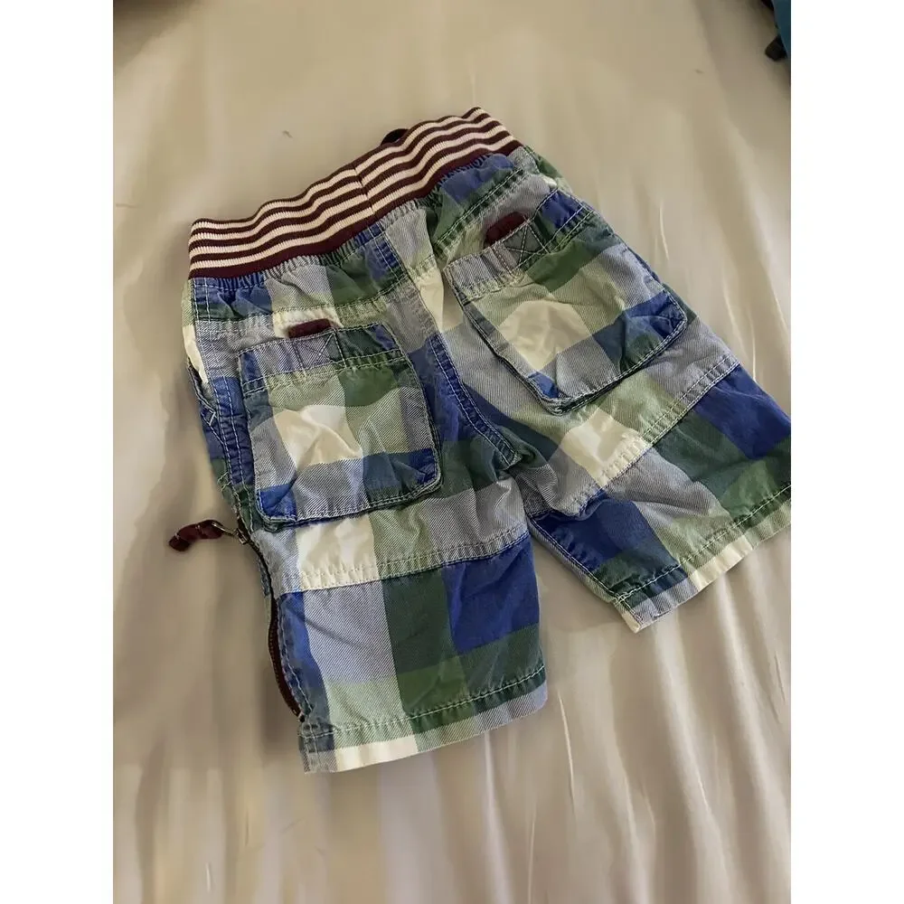 Mini Boden Blue Green Plaid Shorts size 2